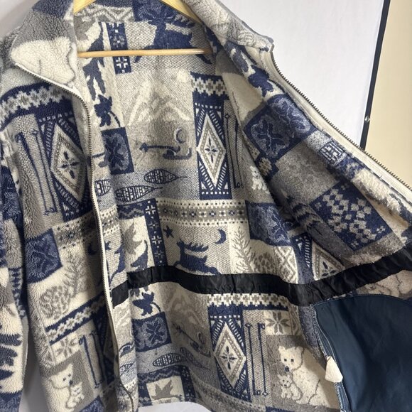 Vintage 90s Canadian Polar Bear Fleece Jacket Women XL Winter Animal Print - Picture 7 of 9